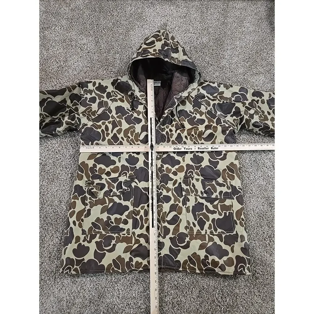 Winchester NOS Vtg 80s Frog Skin Camo Duck Hunting Parka Jacket Mens Sz Large